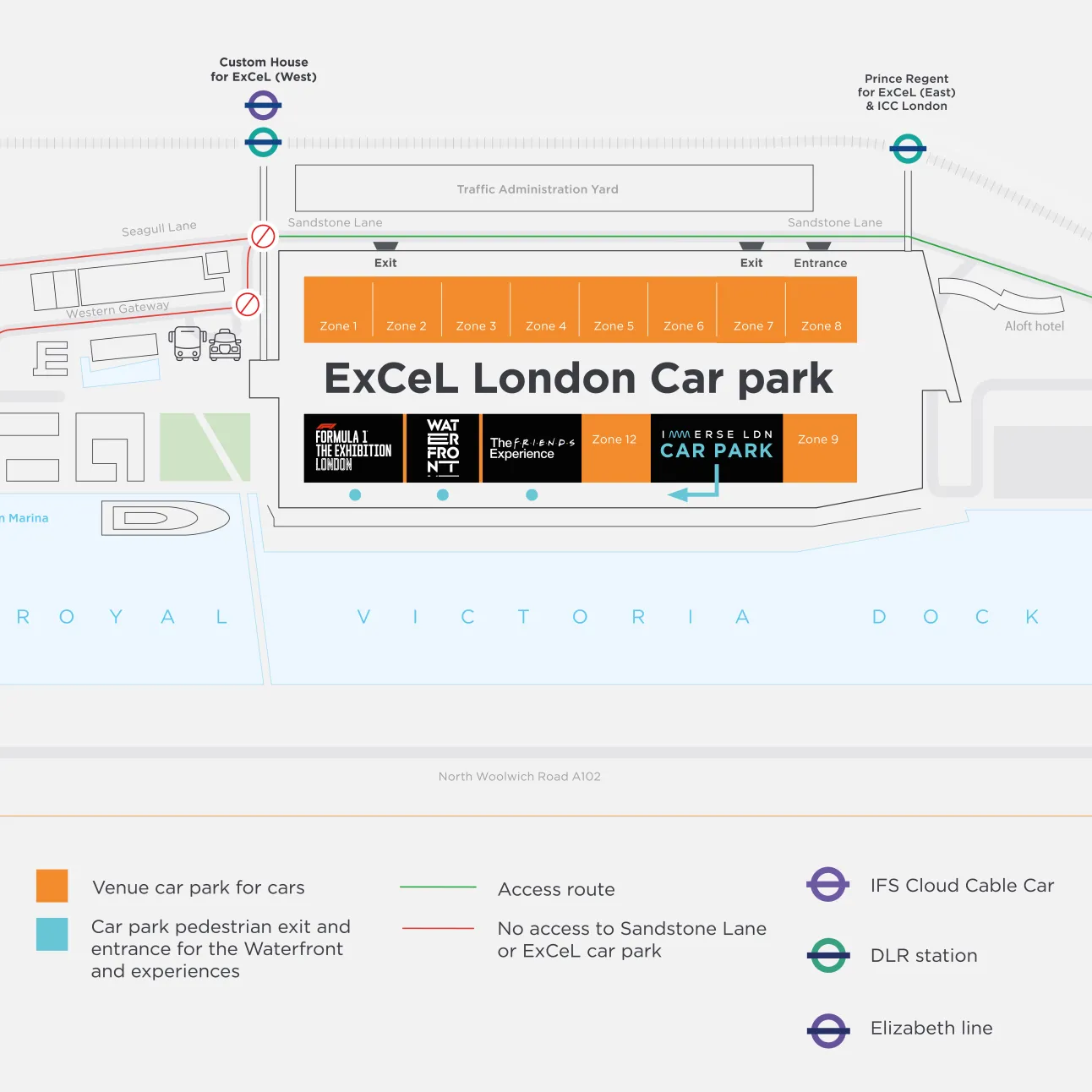 Map of ExCeL London and Immerse LDN car park and campus