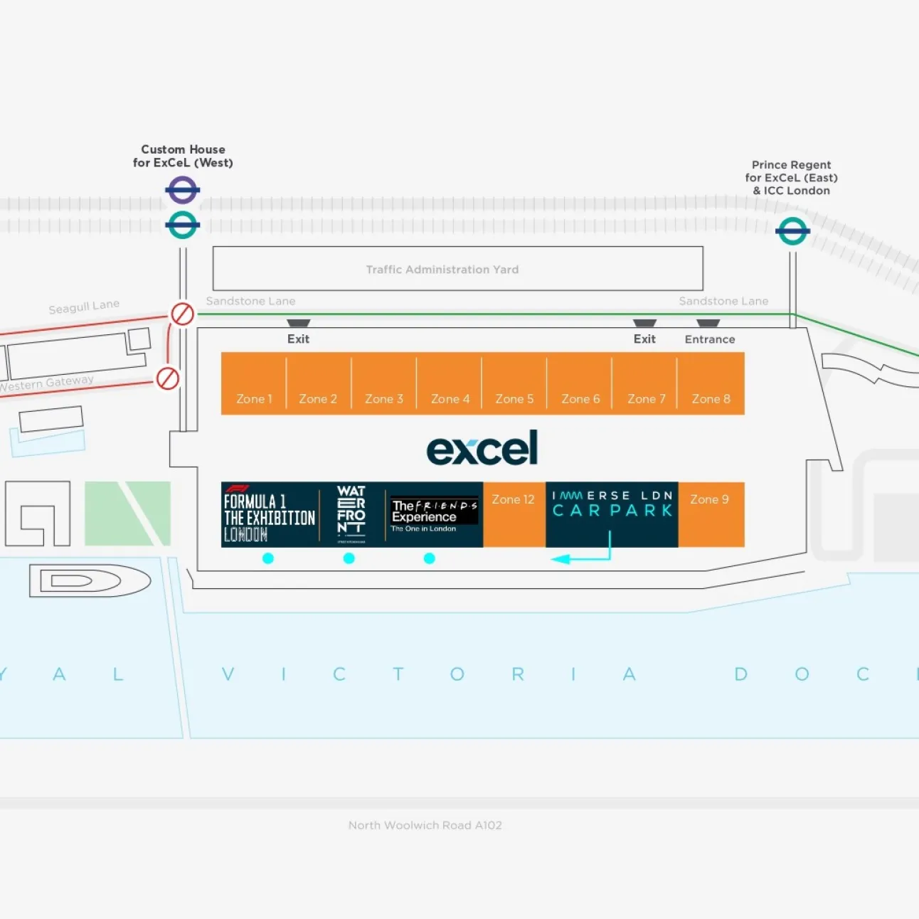 Excel campus travel map showing Immerse LDN district